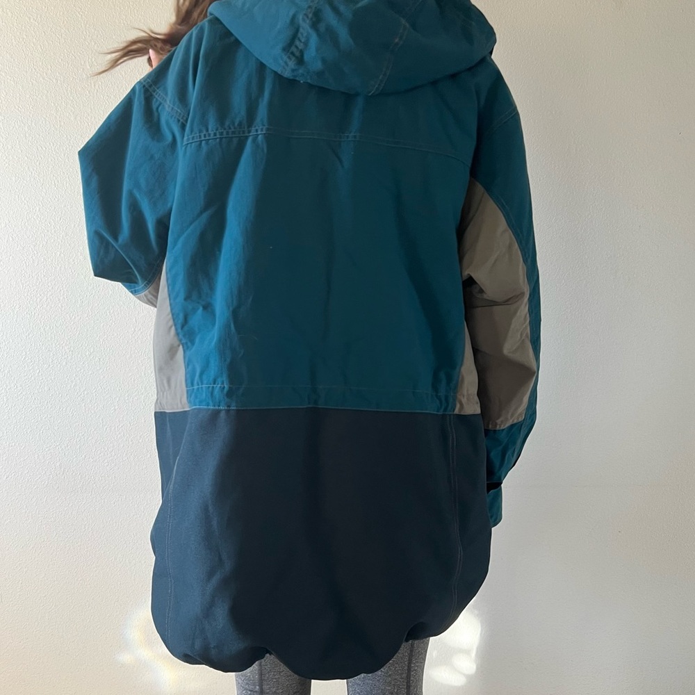 Retro Sherpa Lined Teal and Grey Mens Columbia Parka Jacket - Picture 4 of 10